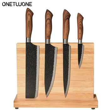 Kitchen Magnetic Knife Holder with Powerful Magnet - Bamboo Wood Magnetic Knife Guard Holder, Organizer Block Without Knives
